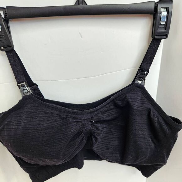 Kindred Bravely Solid Black Womens Large Nursing Pumping Bra Comfort Nylon Blend - Picture 2 of 12